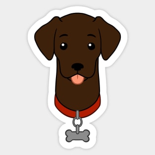 Cartoon Illustrated Chocolate Labrador Retriever With Dog Bone Collar Sticker